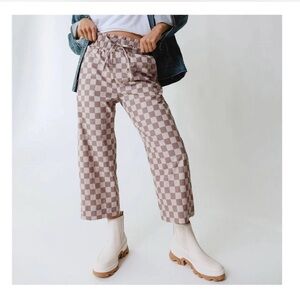 Albion fit Audrey wide leg pants, brown checkers!